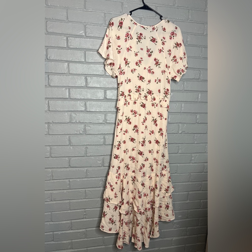 Vici Floral-Print Ruffle Midi High-Low Dress Size Small - Picture 11 of 16